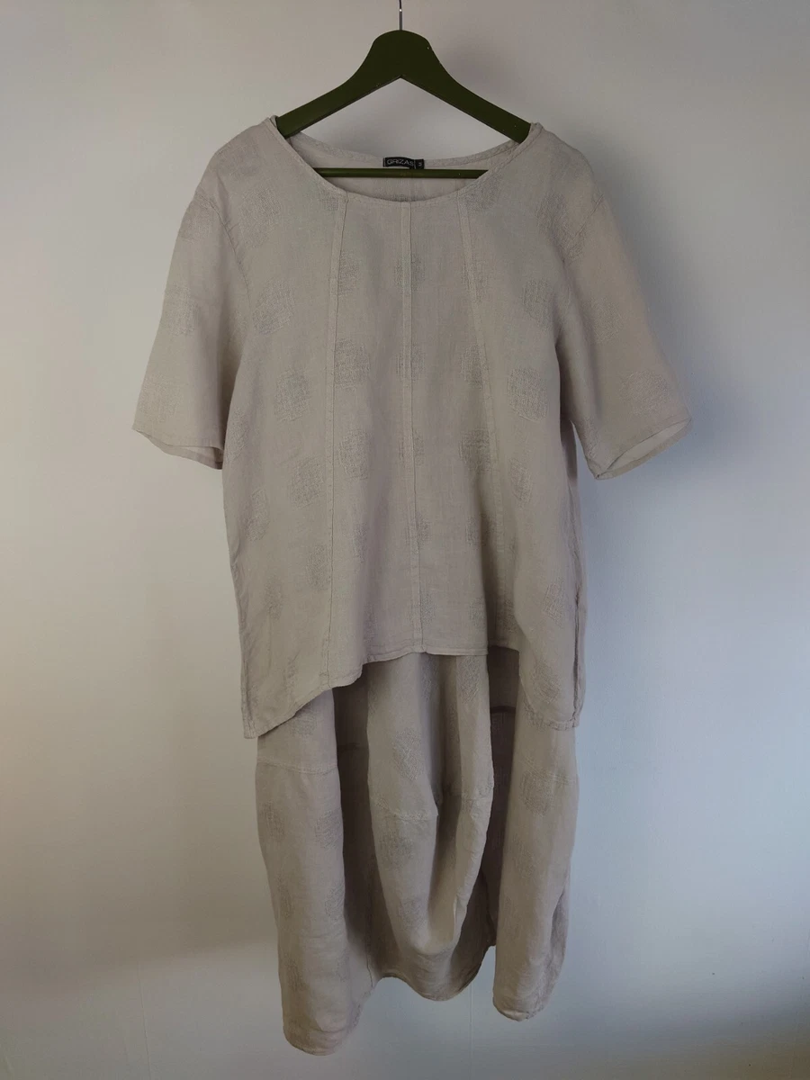 Grizas 2 Piece Layered Bubble midi dress And Top Linen And Cotton Size Medium