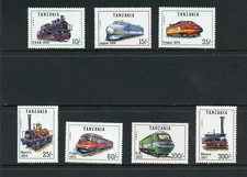 S830  Tanzania  1991  trains locomotives  7v.     MNH