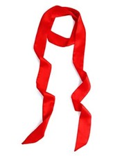 Solid Color Long Neckerchief Pure Skinny Scarf Necktie for 50's Costume Y-red