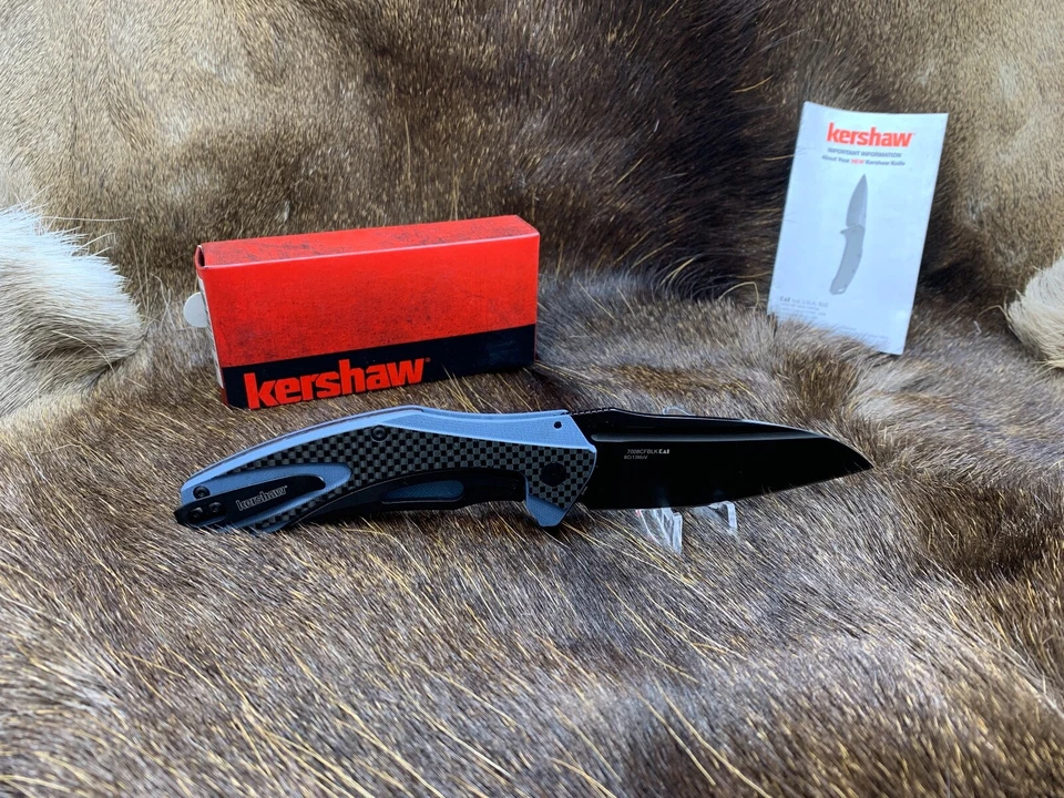 Kershaw 7008CFBLK Natrix XL Flipper Knife With Blue/Carbon Fiber Handles Mint - Image 2 of 4