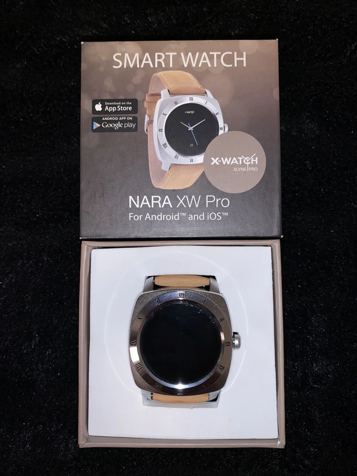 Xlyne Nara XW Pro Gehäuse silber Lederarmband braun Fitnesstracker - NEU X-Watch, Foto 1 von 5