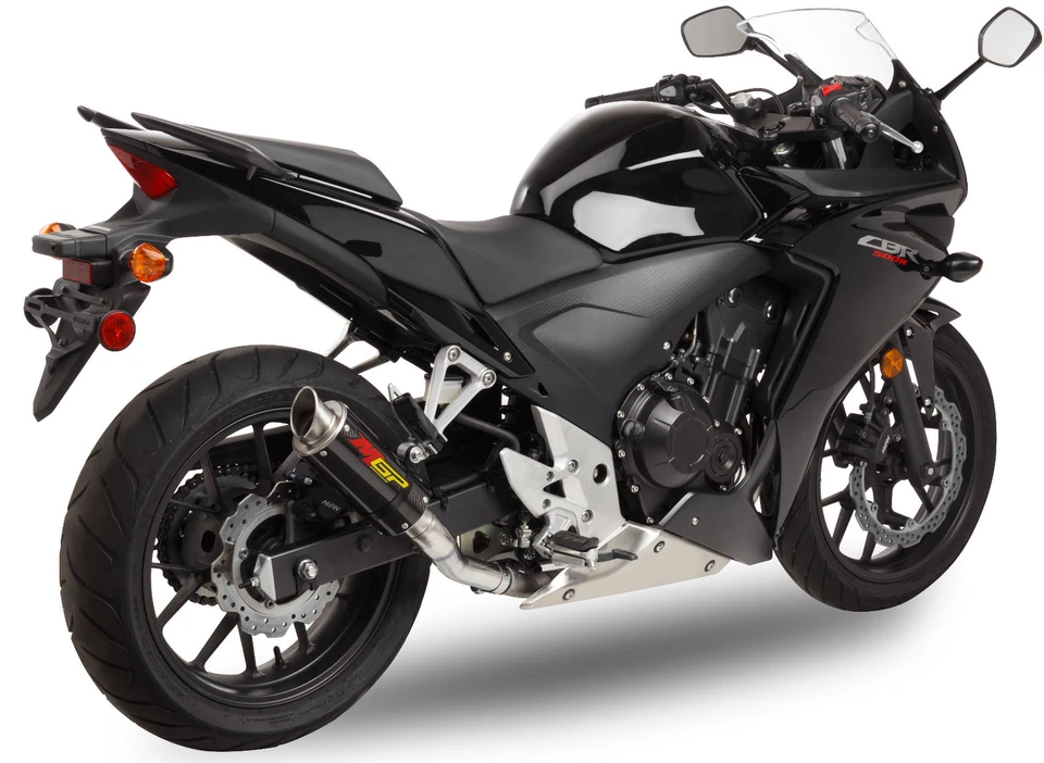 Escape de fibra de carbono 2014-2021 CBR300R MGP Slip On Hotbodies Racing CB300 CB500 Foto 3 de 4