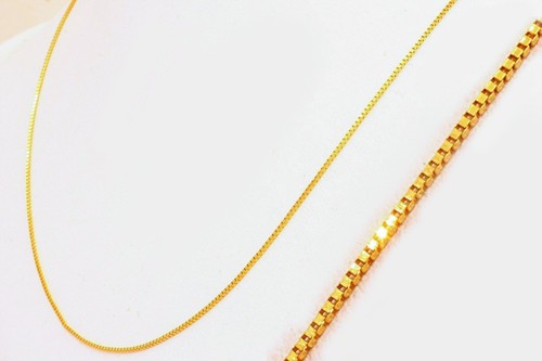 18k solid gold box chain necklace 15 