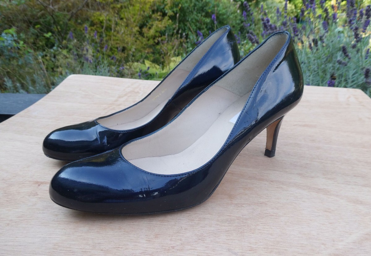 Court Shoes Navy Blue Patent Leather Shoes Navy Blue Metallic
