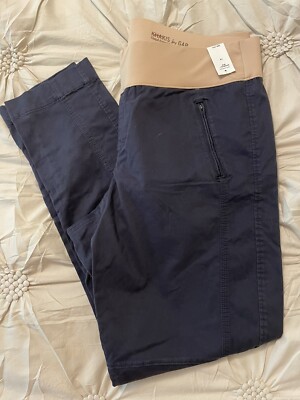 NWT Gap Maternity 18 Demi Panel Pants Chinos Navy Blue Tummy Khakis Plus NOS
