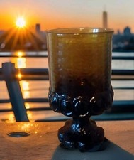 Tiffin Glass Franciscan Olive Green Madeira 10 ounce Goblet 4.5"H