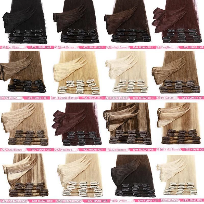 Echthaar Clip In Extensions dick 8 Tressen Set Tresse Remy Haar Haarverlängerung - Bild 3 von 4