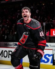 Jordan Martinook 2024 Playoffs Scream Carolina Hurricanes 8x10 NHL Hockey Photo
