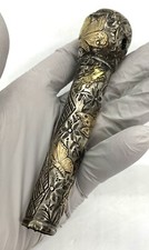 Antique Victorian A.M.Sterling Silver Gold Umbrella Handle 5.1/8  96g