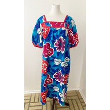 Vintage Oscar de la Renta Swim Floral Hawaiian Kaftan Dress