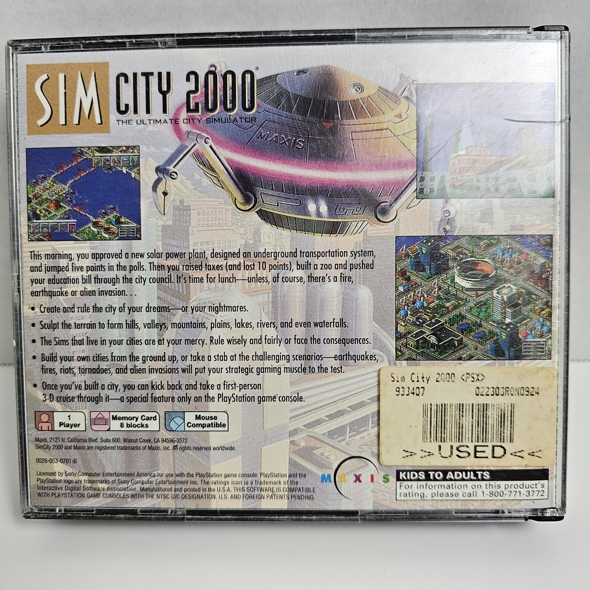 1993 - Sony PlayStation One Game SimCity 2000 City Builder