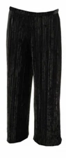 H by Halston Crushed Velvet Wide Leg Knit Pants-Black-Large-NEW-A299074