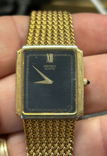 Vintage men's SEIKO gold tone TANK WATCH thin stainless steel 7430 5500 RO