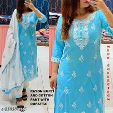 Bollywood Pakistani Kurta Pant Dupatta Set Designer Women Salwar Kameez Kurti