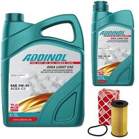 MotoröL Set Addinol 0W-30 Giga Light 6 Liter + ÖLfilter FüR Dacia Mercedes CLA