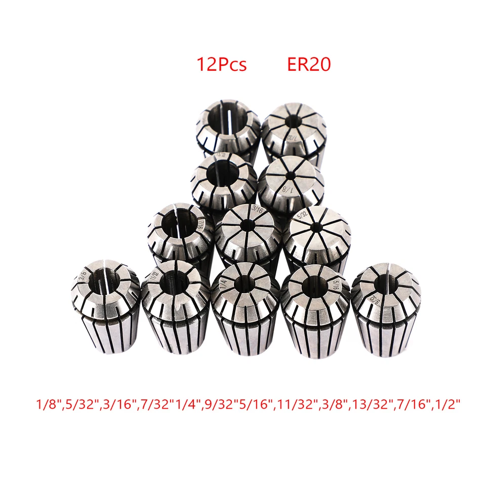 12Pcs ER20 Spring Collet Set For CNC Milling Lathe Tool Engraving Machine Steel - Image 3 of 4