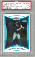 2008 Bowman Chrome Jordan Schafer Prospects - Autograph  PSA 9