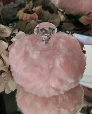 Peachy Pink Dusting Faux Fur Soft Dusting Powder Body Puff ~ Crystal Handle