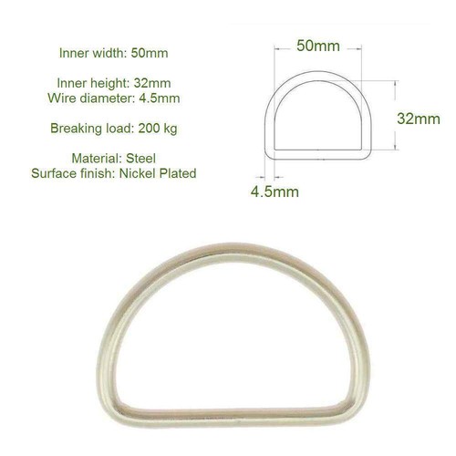 Welded D RINGS 10, 12, 14, 16, 18, 20, 22, 24, 26, 28, 30, 35, 40, 50mm - Silver - Picture 15 of 16