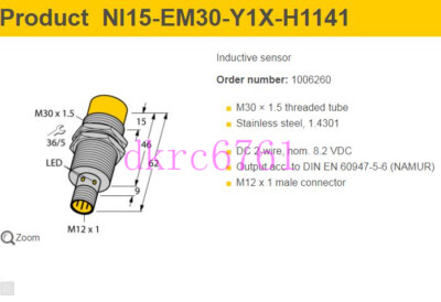 Original TURCK Proximity Switch NI15-EM30-Y1X-H1141 Induction Switch Sensor