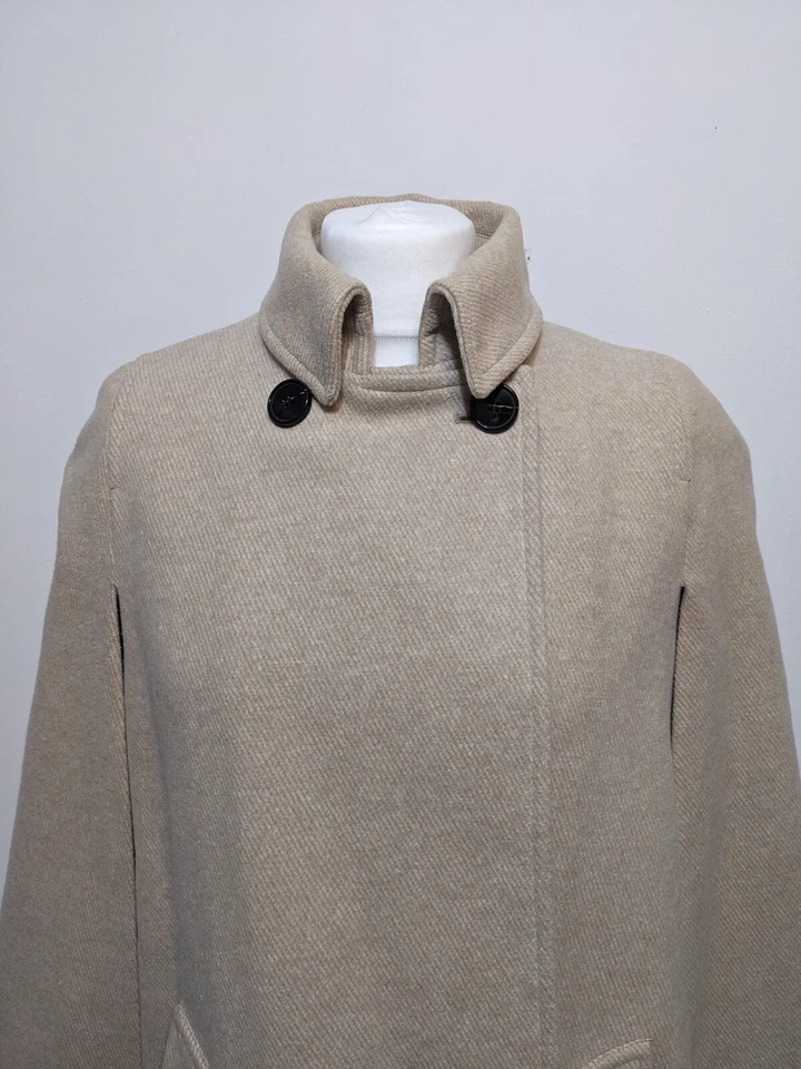 Zara Beige Long Longline Cape Poncho Jacket Coat Size S Small  - Image 3 of 4