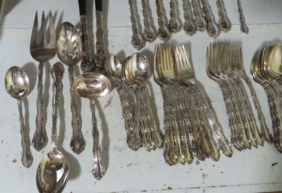 TOWLE 1968 Silverplate Londonderry 8 Lugar Setting & Serving Lote 48 Piezas 1968 Foto 4 de 4