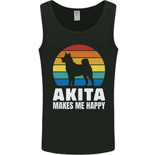 Akita Makes Me Happy Funny Dog Inu Mens Vest Tank Top