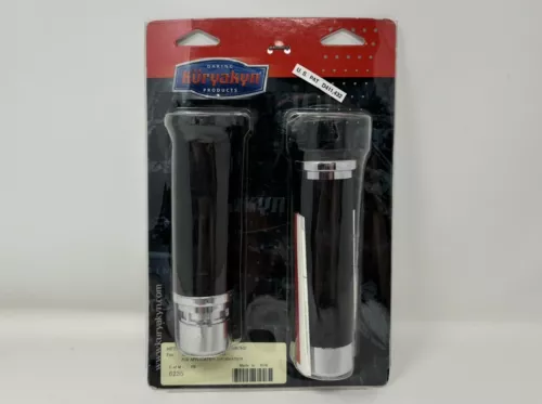 Kuryakyn ISO Handlebar Grips Black Chrome Metric Cruiser Motorcycle #6235 NEW