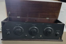 PATHE Radio early ANTIQUE - Wooden case with dials and tubes in place Dual Tuner