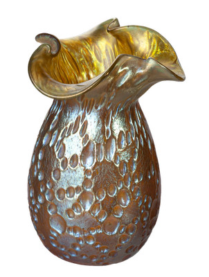 Loetz Witwe Klostermühle Vase ''Gold Candia Diaspora'', 1. Wahl, um 1900, 13,5cm
