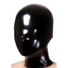 Full Cover Latex Hood Open Nostrils Rubber Mask with Back Zipper Fetish BDSM