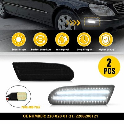 2X For 2000-2004 05 2006 Mercedes-Benz S500 Smoked White LED Side Marker Lamp EK