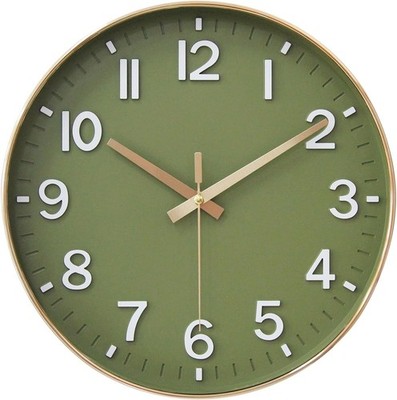 HZDHCLH Wanduhr 12 Zoll leise nicht tickend für Wohnen goldgrün 