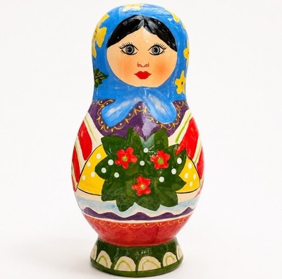 Handbemalte Keramik Matroschka Stil Puppe Ornament Volkskunst 8 Zoll