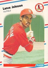 Lance Johnson 1988 Fleer 37 St. Louis Cardinals Rookie BASEBALL Card. rookie card picture