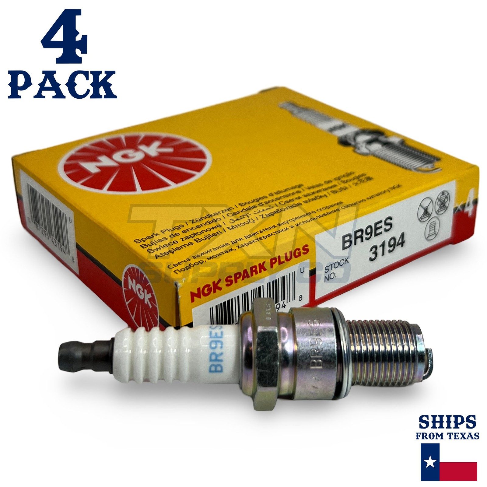 NGK 3194 BR9ES 4 PACK Spark Plug Plugs Boat Motorcycle ATV UTV Car Truck SUV
