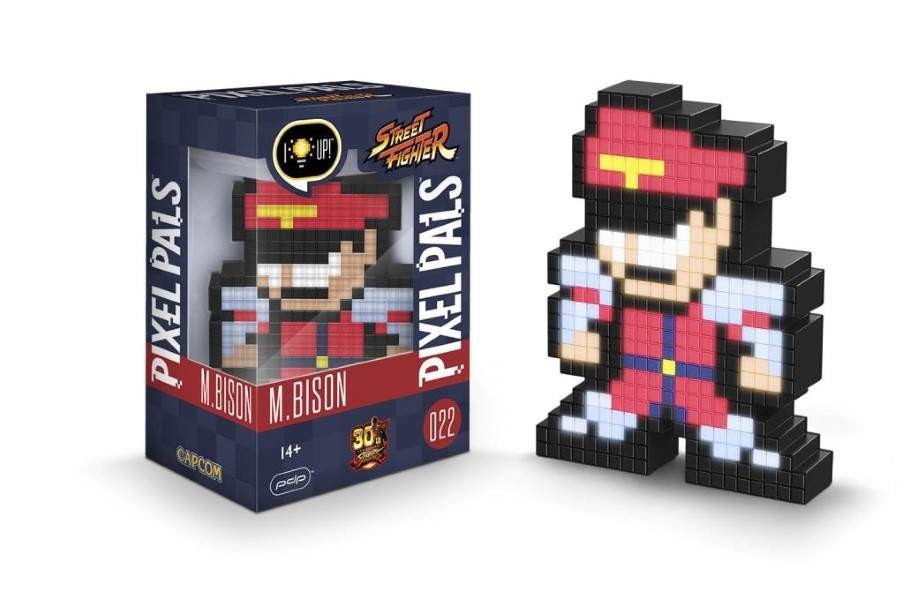 Pixel Pals Bison Figurine Lumineuse Street Fighter Objet de Collection Pixel Art LED