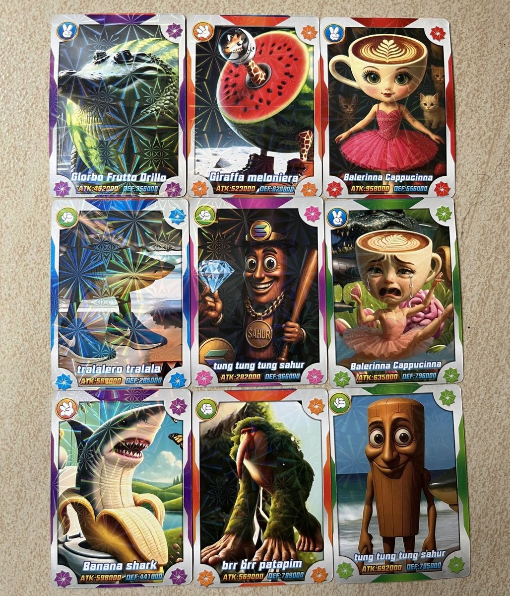 288pc Italian Trading Cards Game Brainrot Rot Collection Tralalero