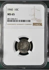 1960 Roosevelt Dime 10c NGC MS 65 Mint State Uncirculated Coin Nice Toning