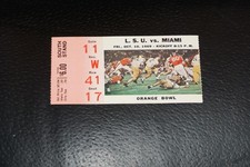 1969 LSU AT MIAMI HURRICANES COLLEGE FOOTBALL TICKET STUB 