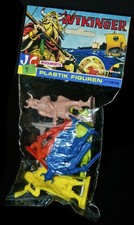 7 JECSAN WIKINGER FIGUREN 1970er zum Teil marmoriert HEINERLE MANURBA ELASTOLIN