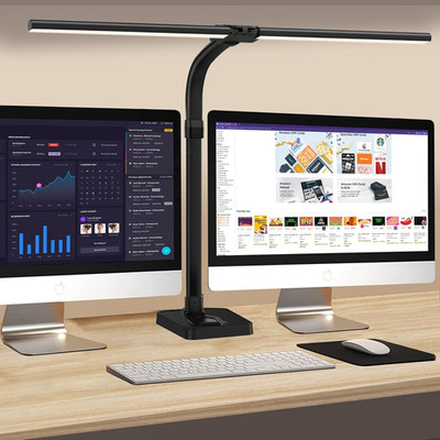 Doppelkopf Schreibtischlampe LED Dimmbar,24W 80CM Schreibtischlampe 