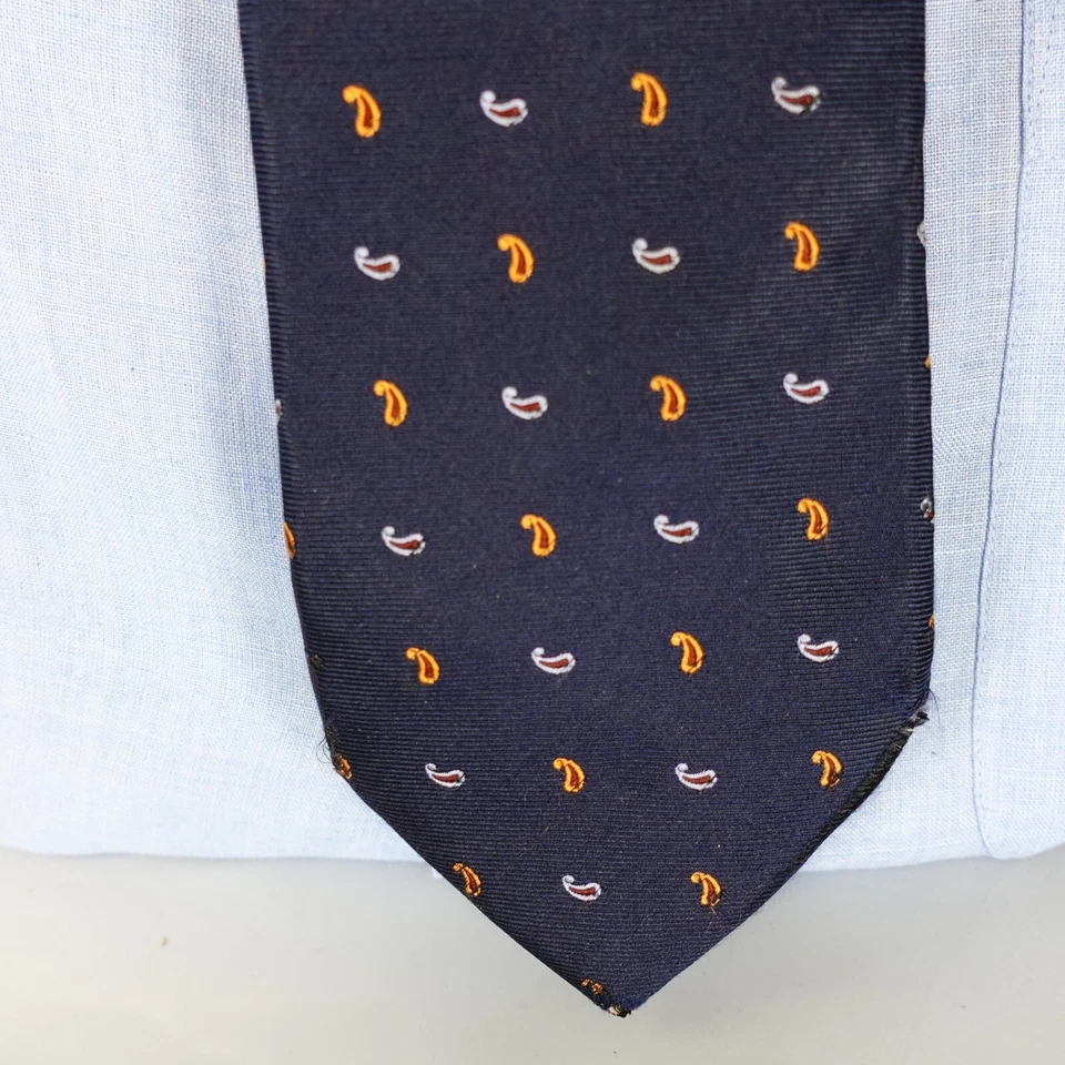 Corbata para el cuello para hombre azul marino cachemira seda sólida básica repetición Western Boho oscuro JAPÓN Foto 2 de 4