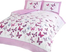 Image of Art Flutter Butterfly Pink and White Single Duvet Cover Set Bedding Bedlinen
