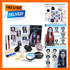 Halloween Sally Makeup Kit, Corpse Bride SFX Set with Light Blue Face Paint