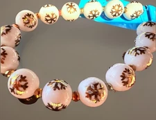 Hildie & Jo Christmas Beads Glass Gold Snowflakes With Spacers White Glass Round
