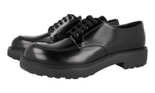 PRADA Leather Brushed Derby Dress Shoes - 2EG445 - Black - NEW -  US 12 EU 45