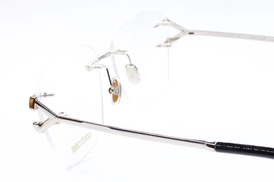 Gafas de lujo Roberto Cavalli VRC022 0579 plateadas sin montura Italia 58-17-140 mm Foto 4 de 4