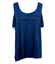 Women’s Cold Shoulder Navy Bojo Indie Core Chic Oversized Top 