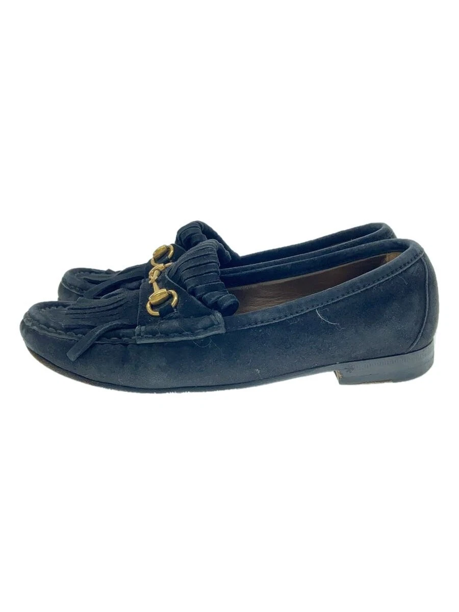 Chaussures habillées Gucci 351305 daim noir mors de cheval talon 1,5